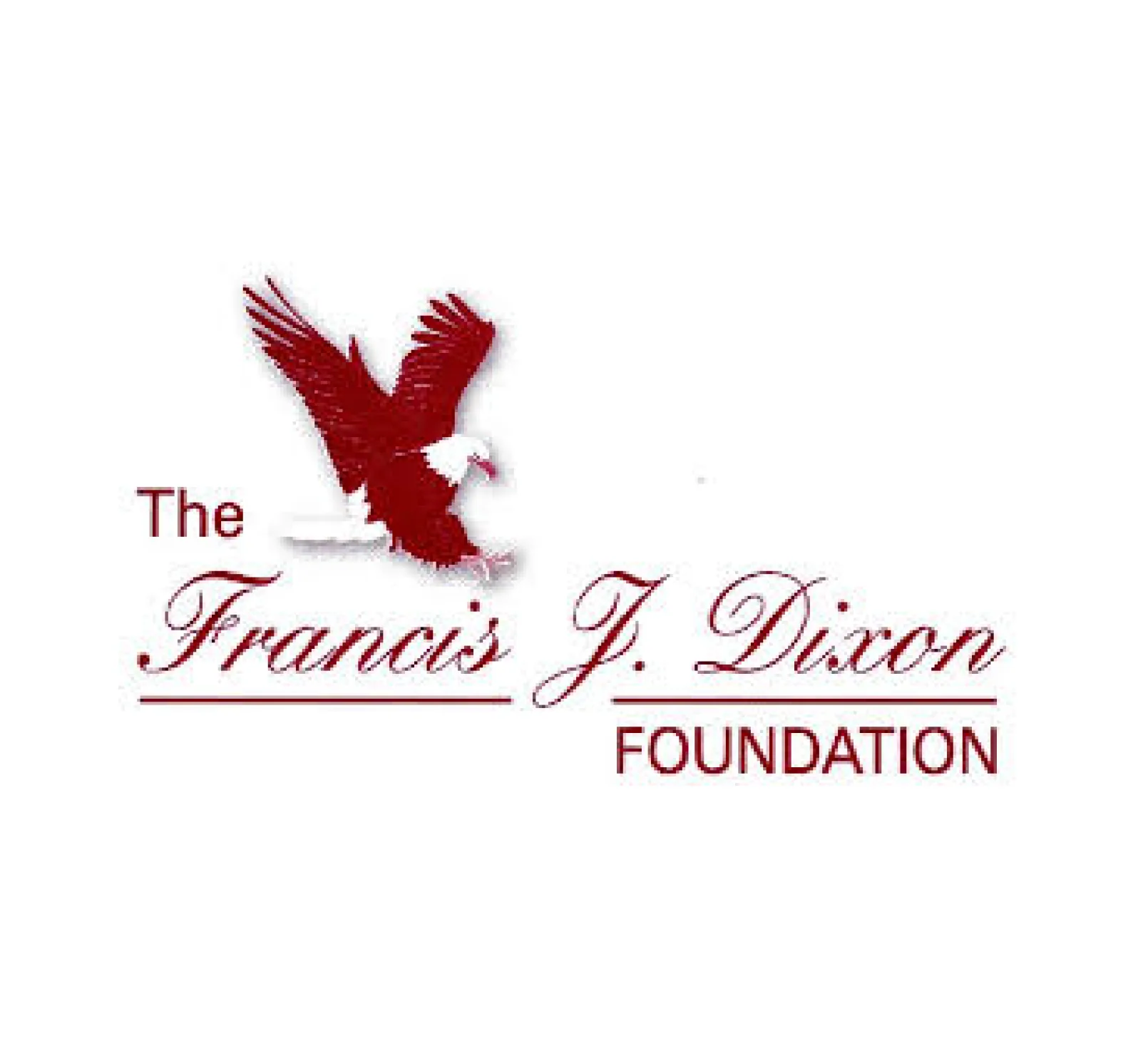 Red eagle logo for The Francis J. Dixon Foundation — elegant, powerful, and authoritative.