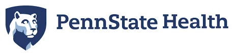 Penn State Health logo featuring navy blue shield with white wildcat mascot.