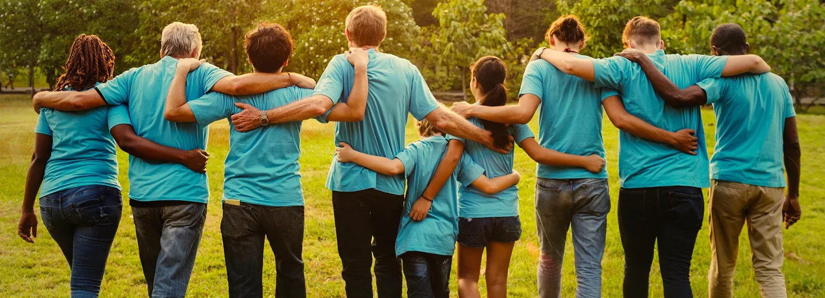 Eleven diverse individuals united in a circle, embodying teamwork and community spirit.